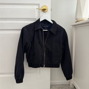 Aritzia Denim Forum Black Denim Bomber Jacket Size XXS